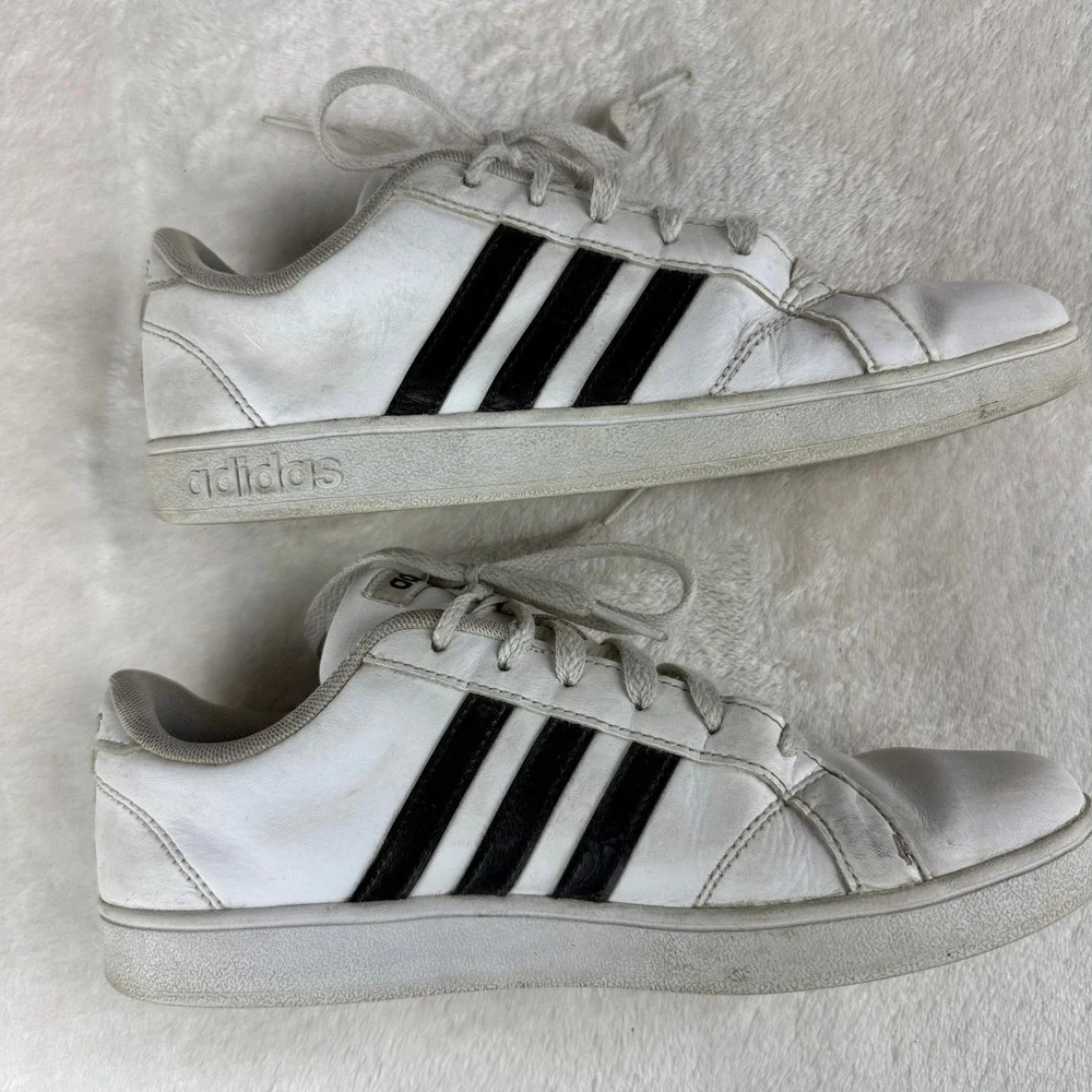 Adidas Baseline Shoes Womens Size 6 White Black 3‎ Stripes Court Sneaker AW4299